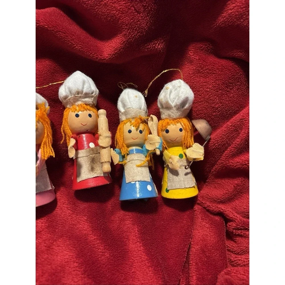 VTG Kurt Adler Chef Girls w/Hats Handpainted 4